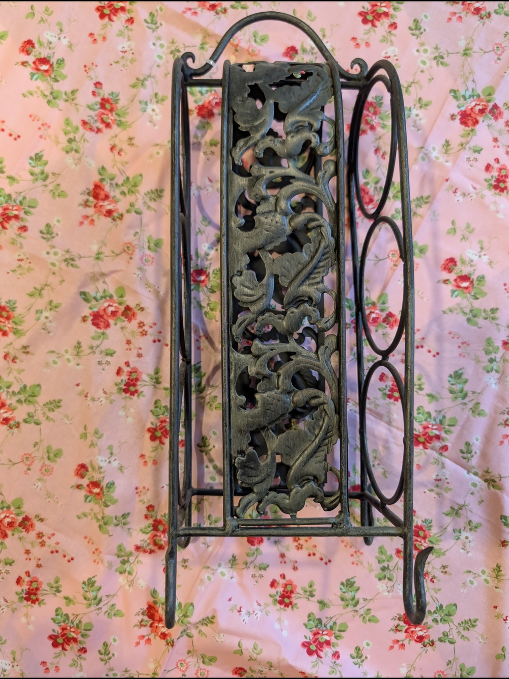 Ornate Black Metal Wine Rack